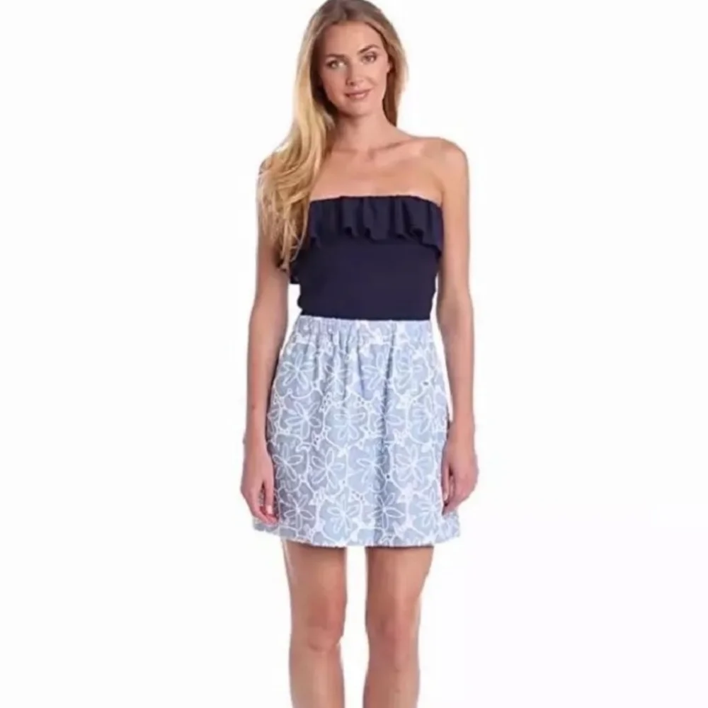 ❤️ LILLY PULITZER STRAPLESS EMBROIDERED EYELET ATHENS MINI DRESS, XS - Picture 2 of 10